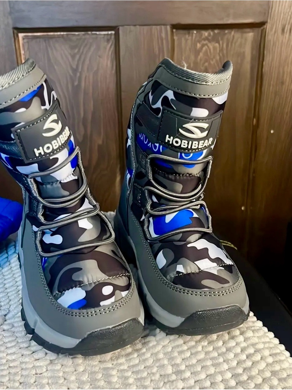Hobibear Kids' Gray & Blue Camo Winter Boots